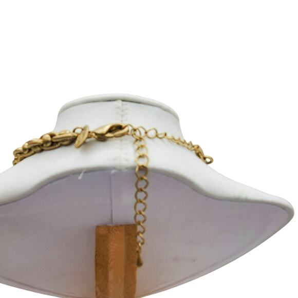 Kiam Gold Tone Brown Topaz Crystal Chain Necklace Designer Elegant Links Retro - Picture 6 of 7